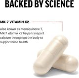 Force Factor MK-7 Vitamina K2 100mcg, Salud Ósea y Corazón, 60 Cápsulas