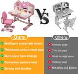Escritorio y Silla Ajustables con Cajones para Niñas