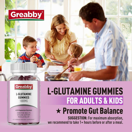 L Glutamina 1000mg Gummies - Apoyo muscular e inmunológico, Vegan, 60u