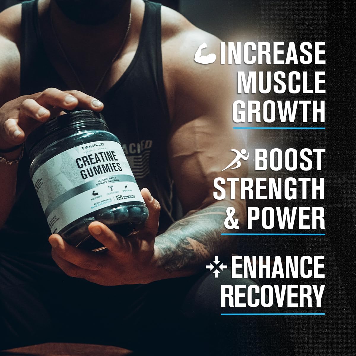 Creatina en Gomas Jacked Factory 3g para Fuerza y Rendimiento