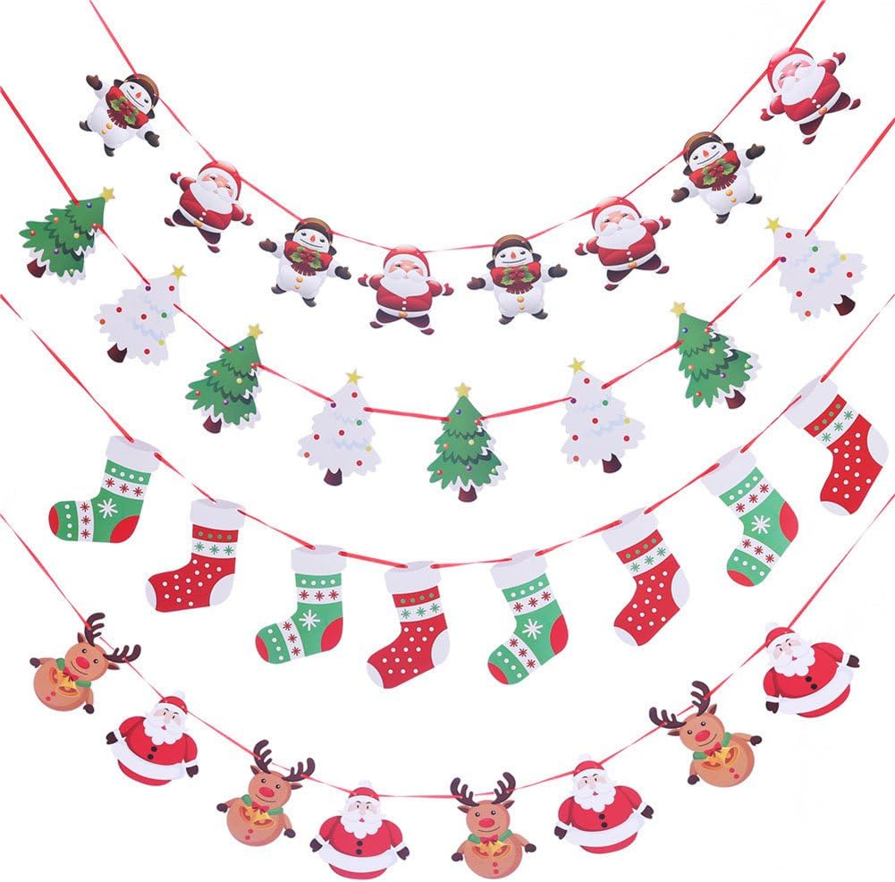 Banderas de Navidad, decoración colgante, 4 piezas, papel