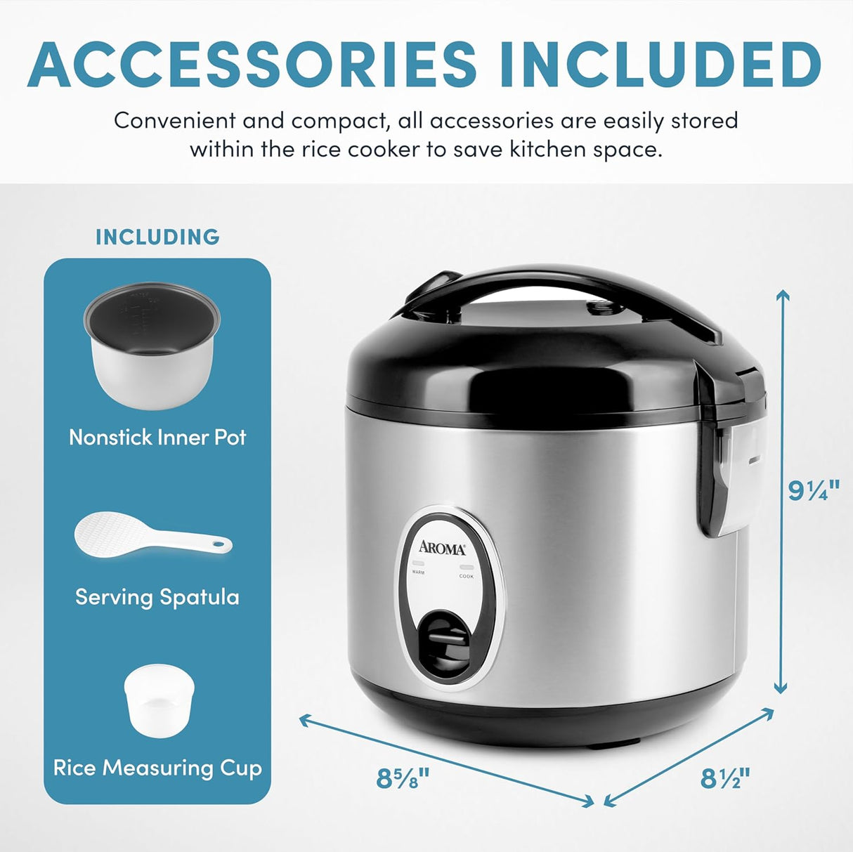 Cocedor de Arroz Aroma ARC-914SB, 8 Tazas, Cocina Perfecta