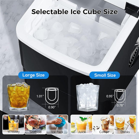 Máquina de Hielo AGLUCKY, 26lbs/24hrs, 9 Cubos en 6 Min.