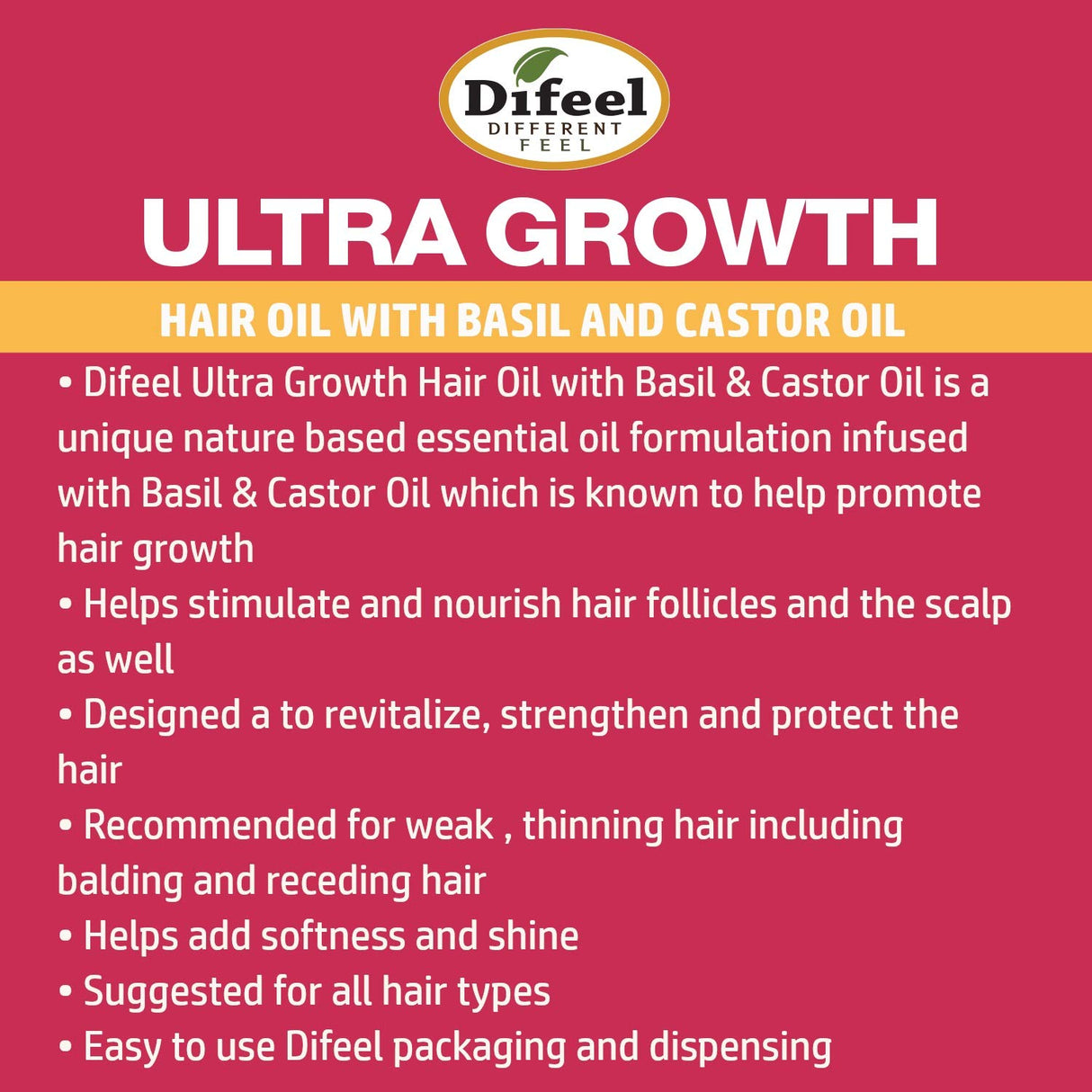 Difeel Aceite Crecimiento Ultra Basil & Castor 8 oz.