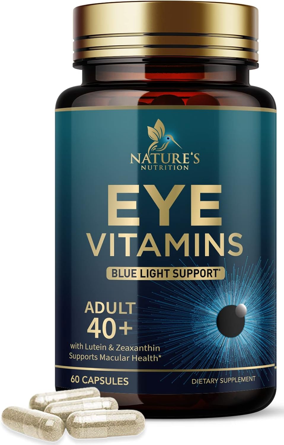 Suplemento Natures Nutrition apoya la fatiga ocular Vitamina