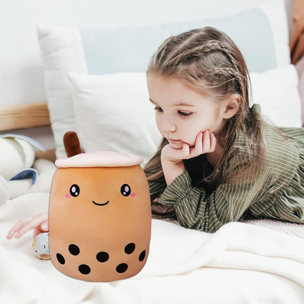 Peluche de almohada con forma de taza marrón