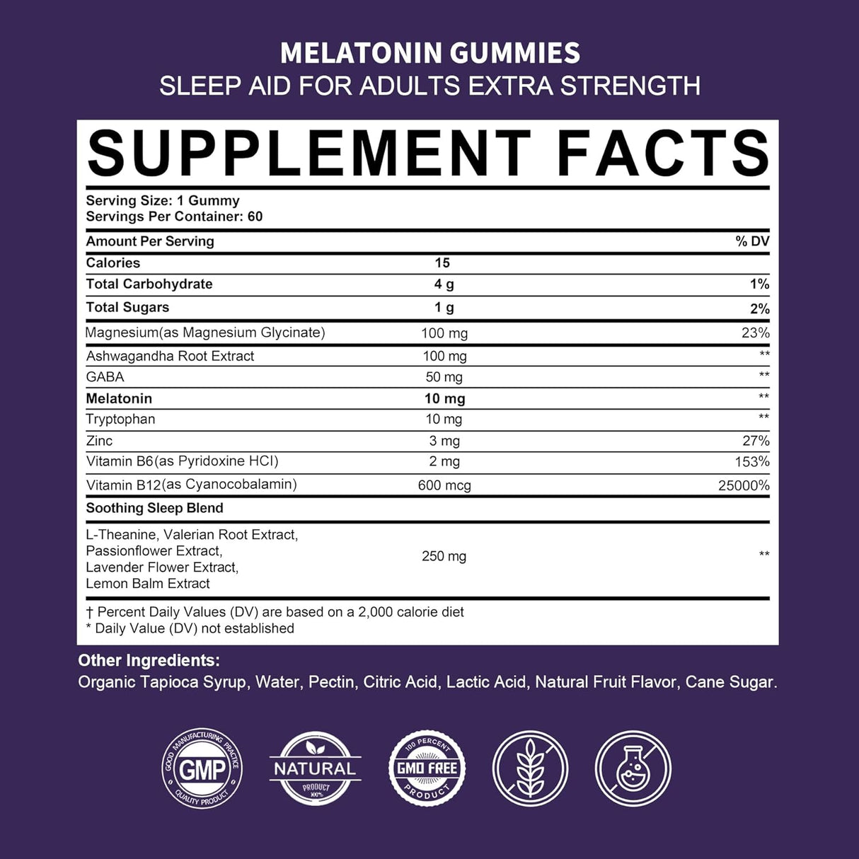 Suplemento Gomitas de Ashwagandha 10mg 20mg para adultos