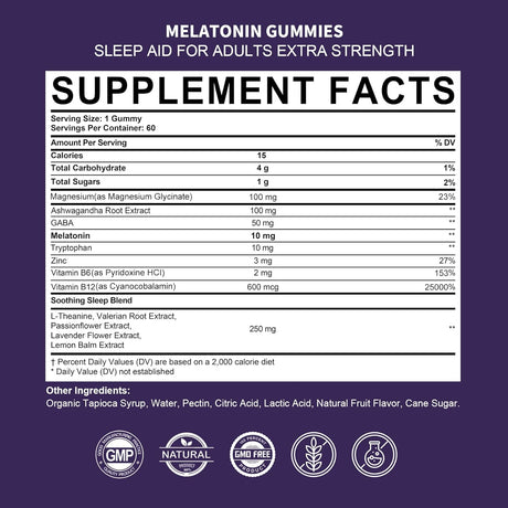 Suplemento Gomitas de Ashwagandha 10mg 20mg para adultos