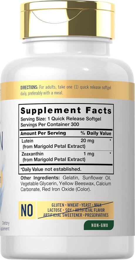 Suplemento Luteína y zeaxantina 20 mg  300 cápsulas blandas