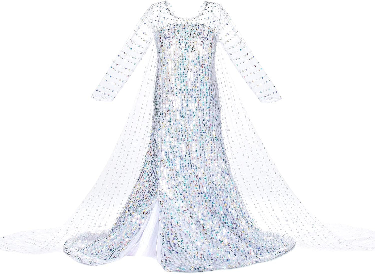 Disfraz de princesa con capa larga brillante para niñas 2-3t