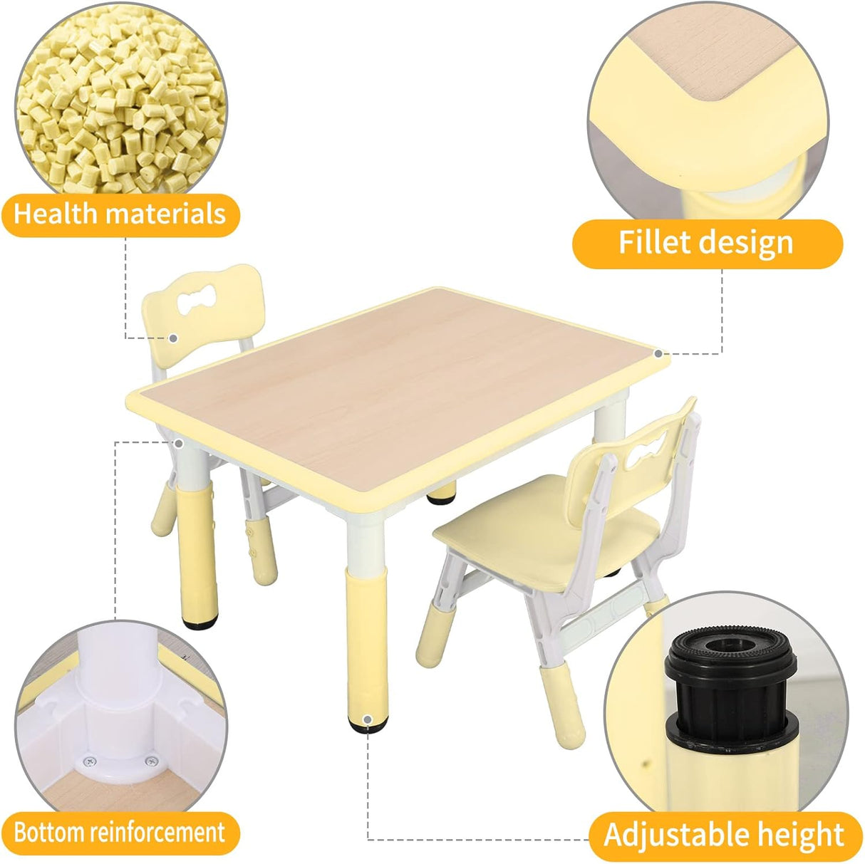 Juego de mesa y sillas de estudio para niños 2 asientos