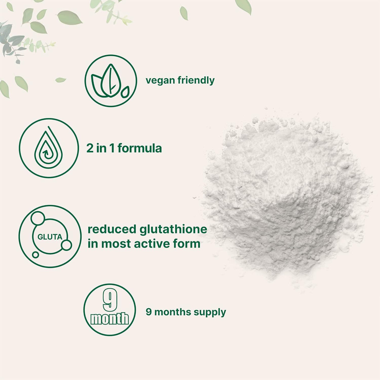 Suplemento polvo reducido  de glutatión con inositol 5 onzas