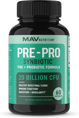 Cápsulas probióticas y prebióticas | Pre y Pro Biotics para la salud intestinal sinbiótica y alivio de la hinchazón para mujeres y hombres | Enzimas con probióticos para la salud digestiva | 20 mil millones de UFC | Vegetariano | 60 unidades