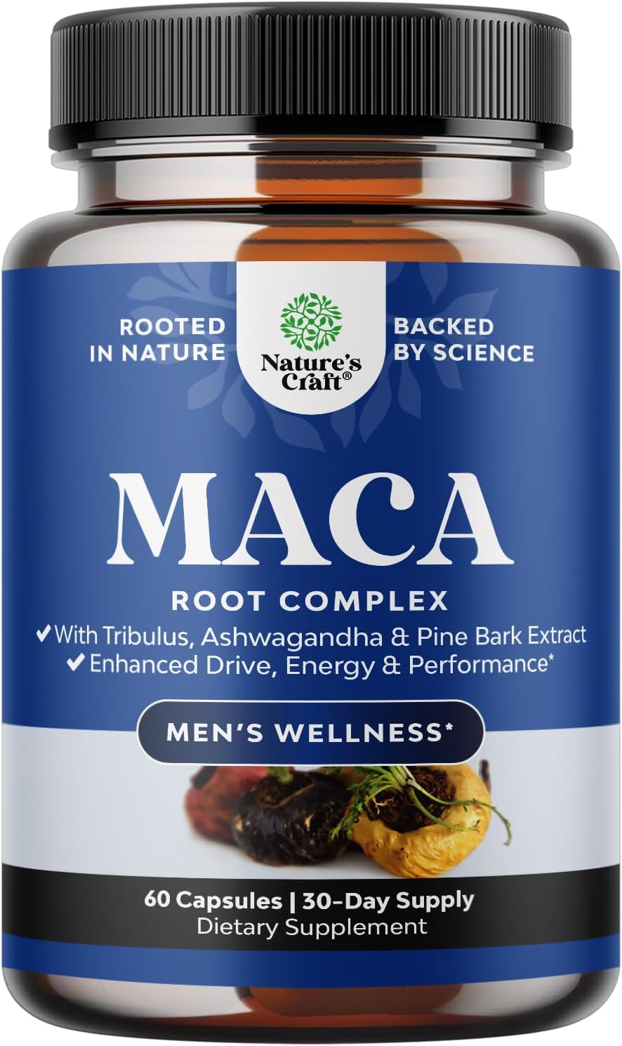 Suplemento Cápsulas de raíz de maca negra para hombres
