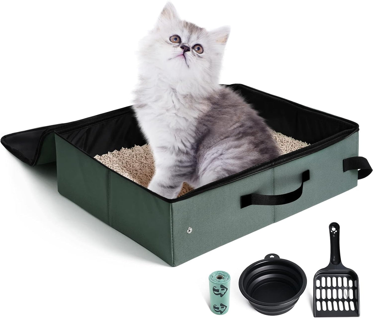 Caja de arena portátil con tapa plegable a prueba de fugas