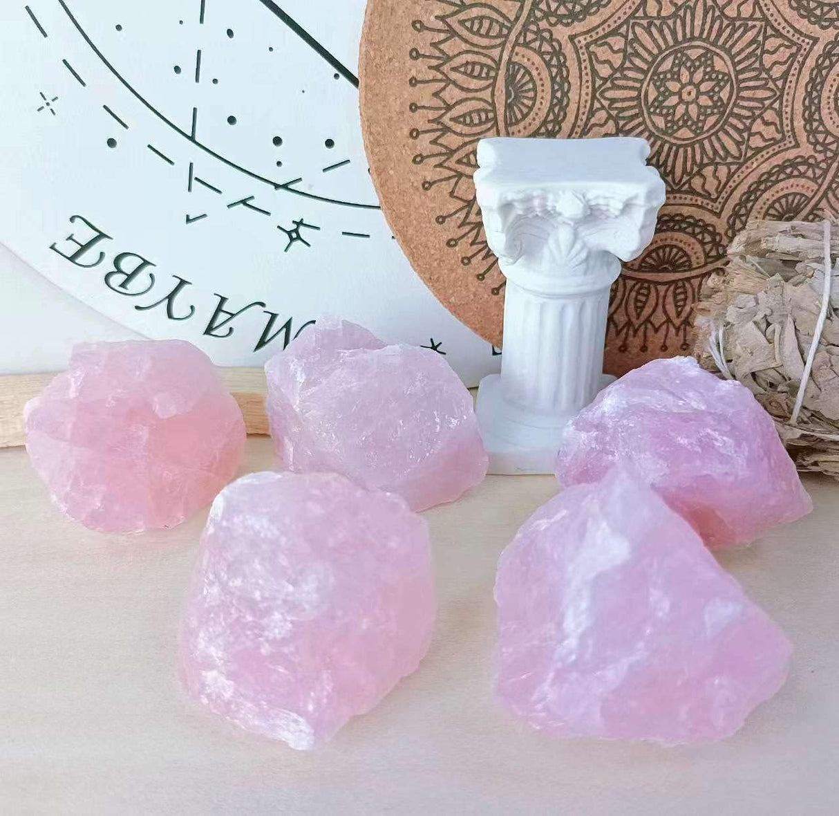 Cuarzo rosa de 2 in, piedras naturales en bruto, cristales