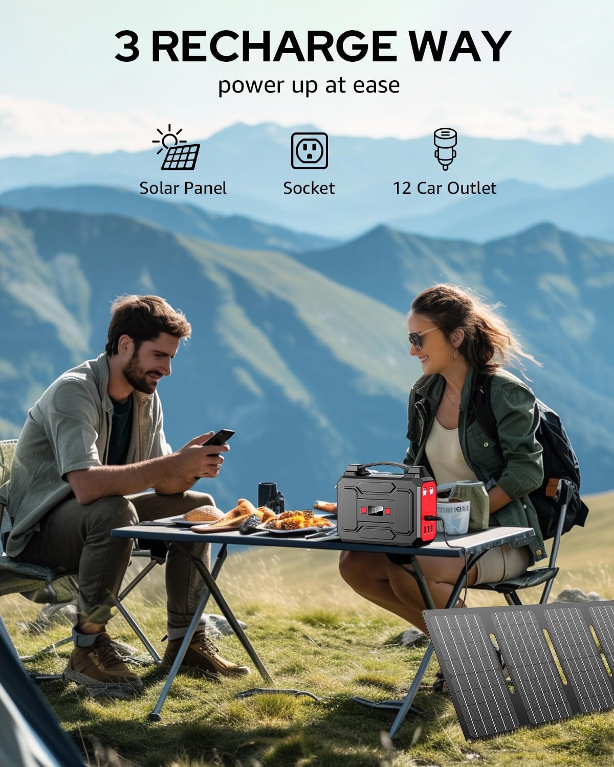 Generador Solar Portátil 200W, Estación de Energía 146Wh