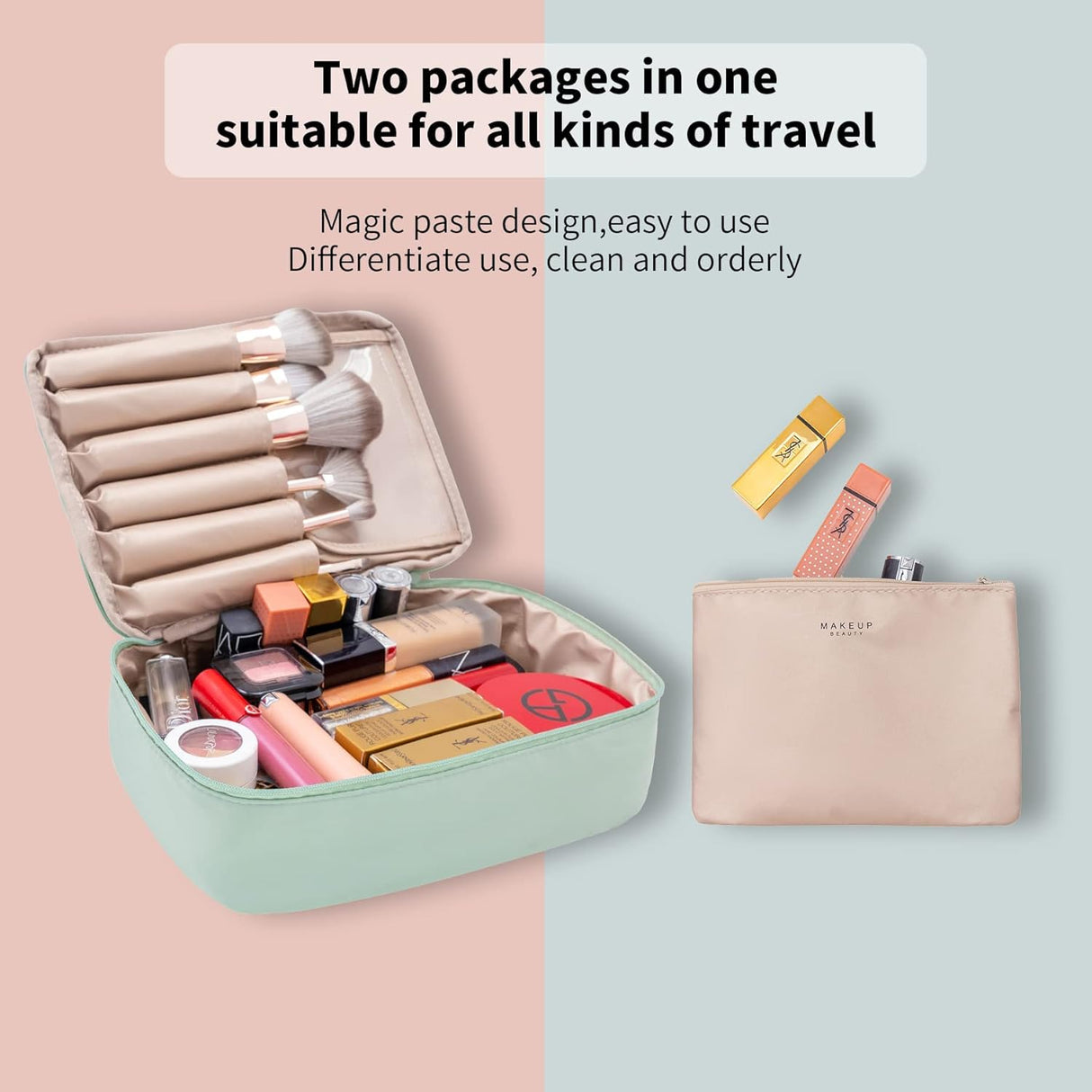 bolsa de viaje para cosméticos Queboom verde