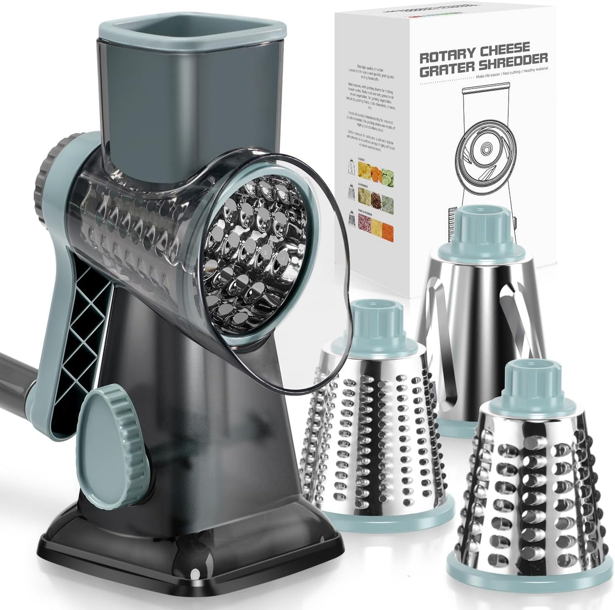 Keouke Rallador de Queso Manual con 3 Cuchillas Modelo GK