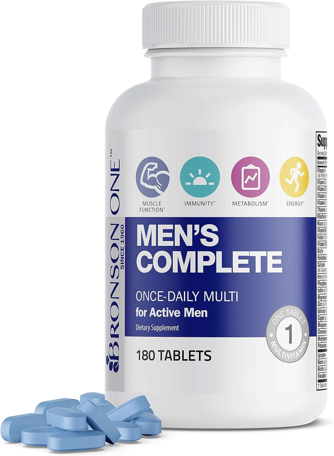 Multivitamínico Completo Bronson ONE para Hombres Activos, 180 Tab.
