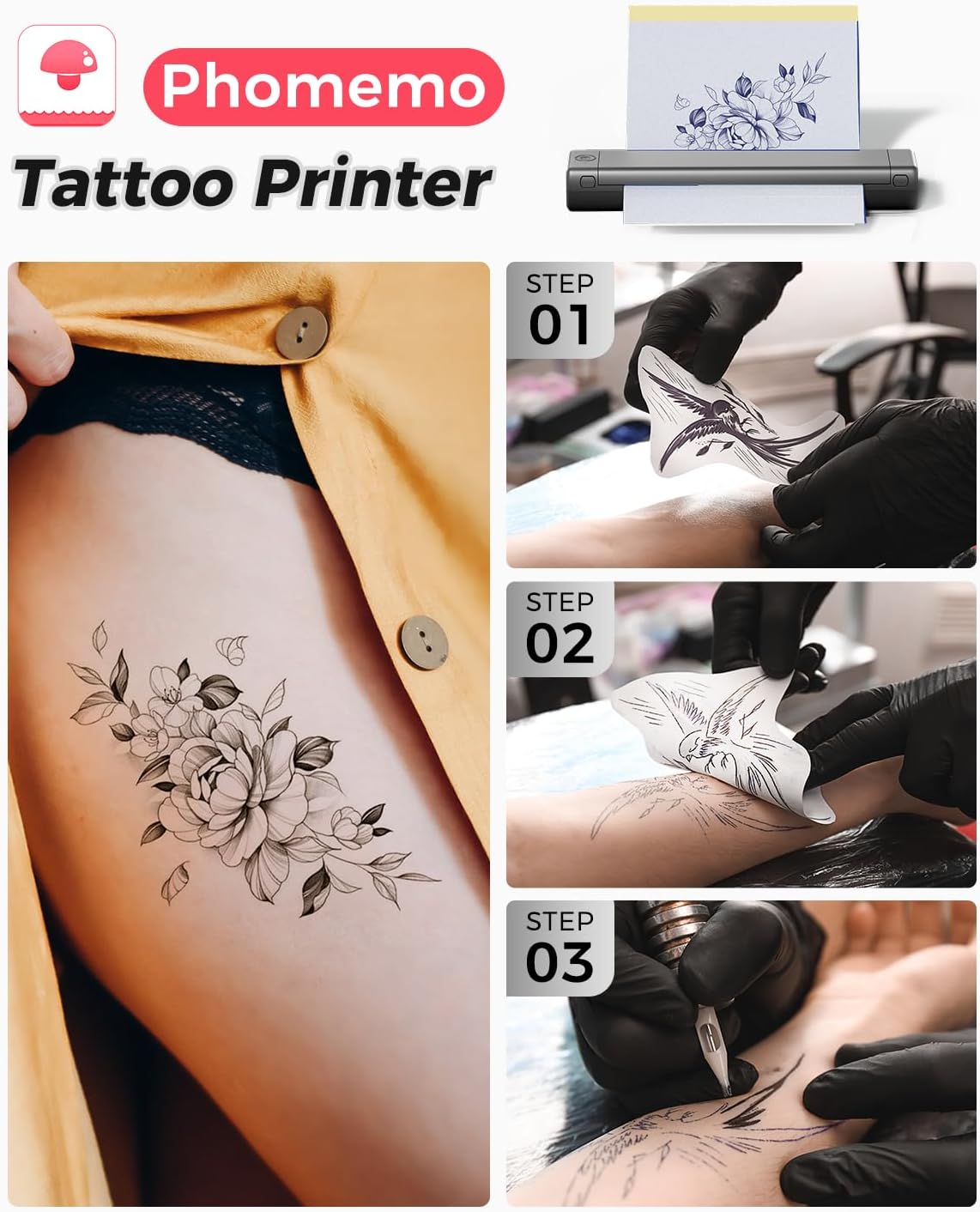 Phomemo M08F - Impresora Bluetoothde tatuaje máquina térmica