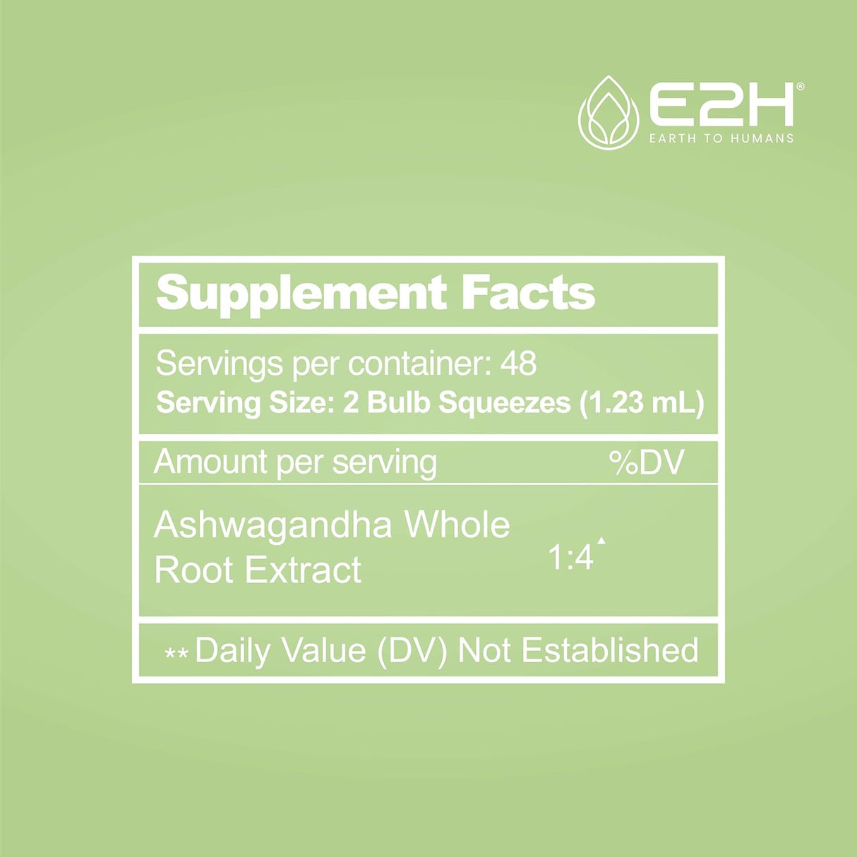 Gotas de Ashwagandha E2H - Suplemento Natural 2 Fl Oz