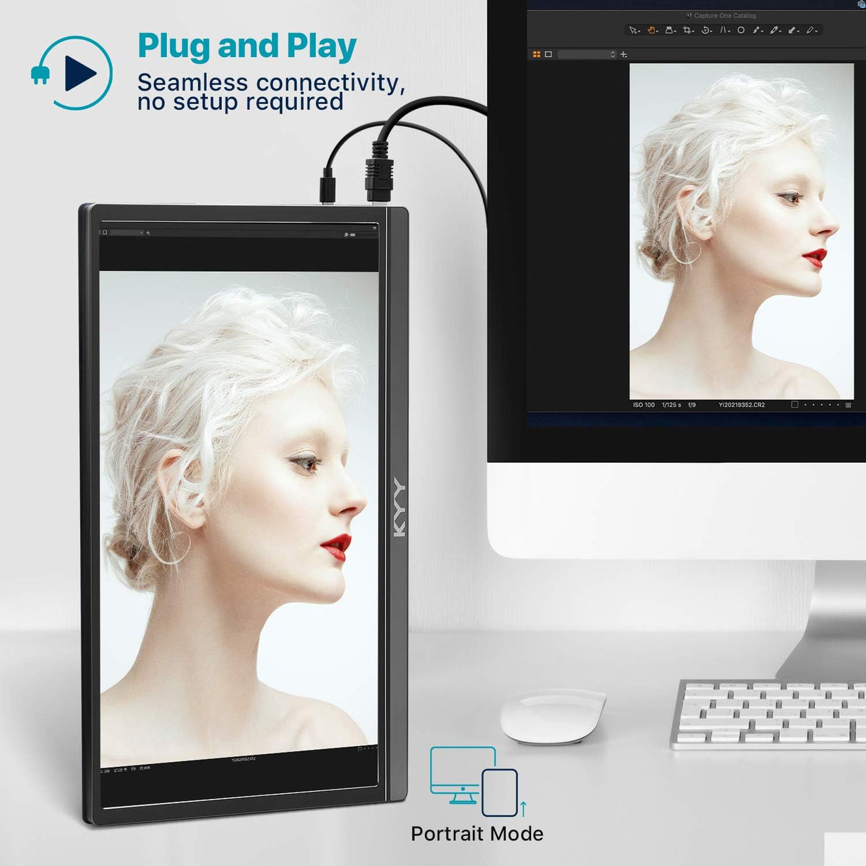 Monitor portátil KYY 15.6 1080P FHD USB-C HDMI HDR IPS