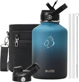 Botella de Agua de Acero Inoxidable BUZIO 64 oz, Aislada, Modelo Half Gallon