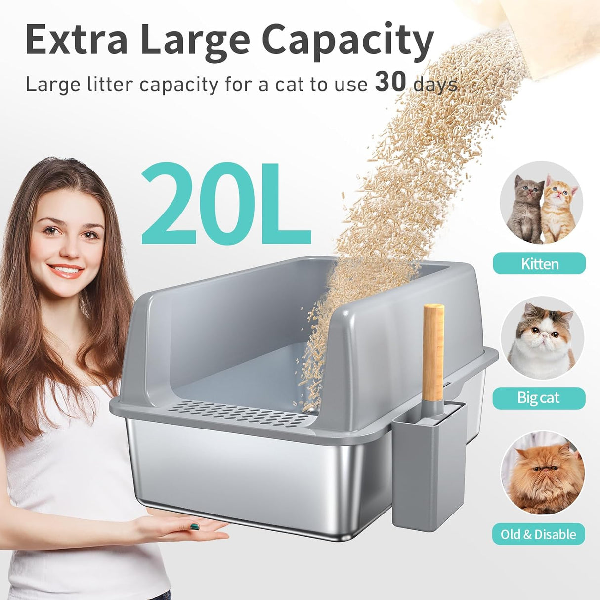 Caja de arena de acero inoxidable con tapa FLARUZIY