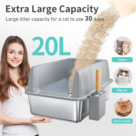 Caja de arena de acero inoxidable con tapa FLARUZIY