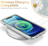 ESDOT Funda para iPhone 12, iPhone 12 Pro con protector de pantalla integrado, funda resistente con diseños de moda para mujeres y niñas, funda protectora para iPhone 12/12 Pro de 6.1 pulgadas, bonita margarita