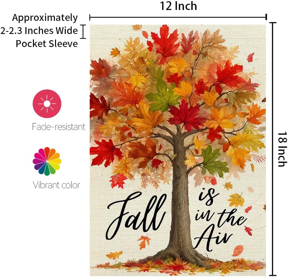 Bandera de jardín de otoño con hojas de arce, 12x18 pulgadas