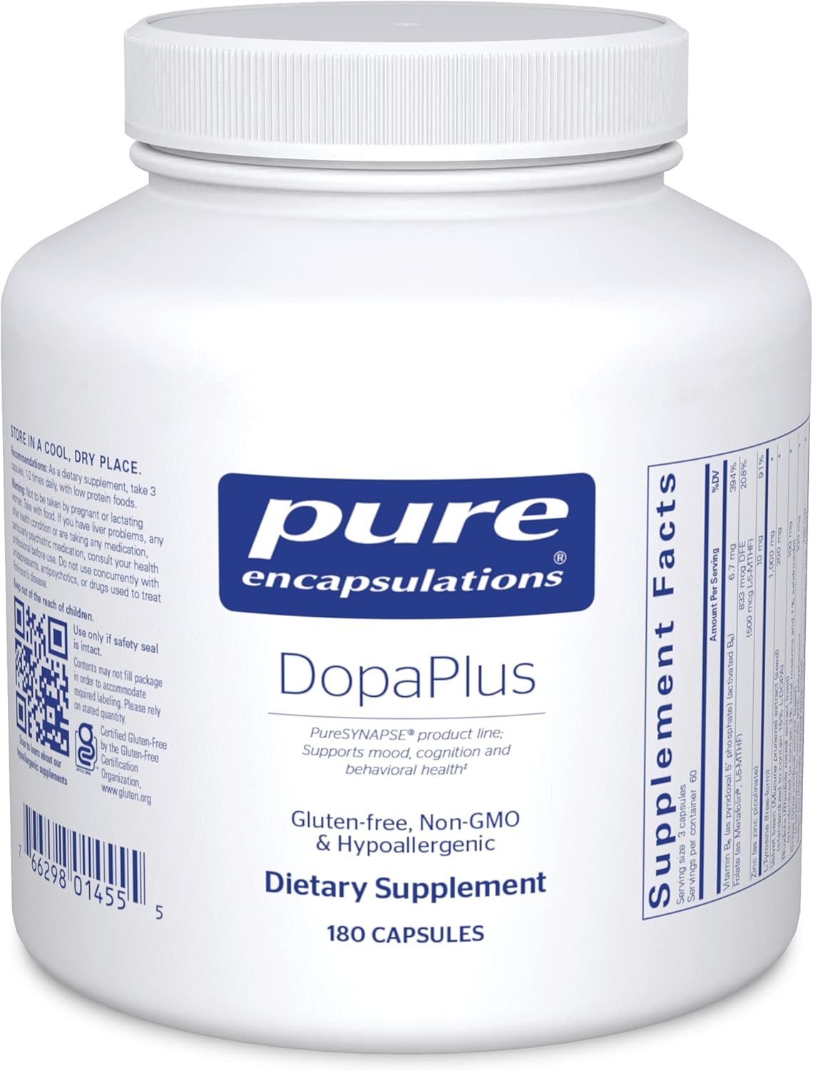 Suplemento para apoyar la producción de dopamina 180 cápsula