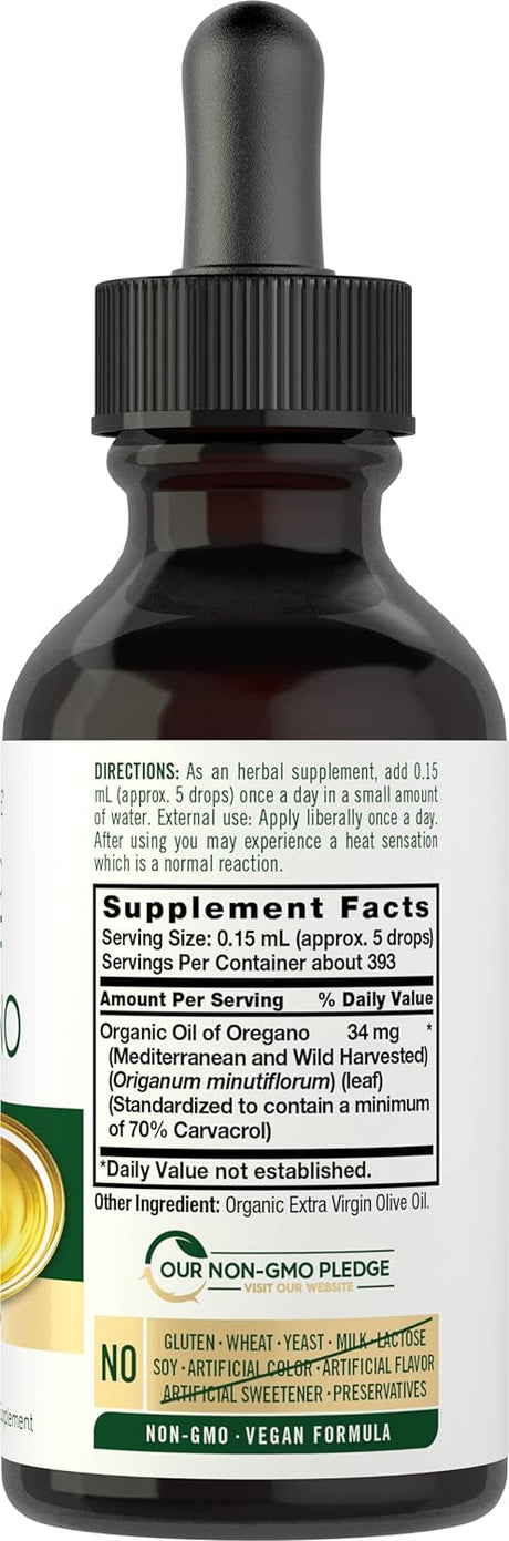Suplemento Carlyle Aceite orgánico de orégano Líquido 2 oz
