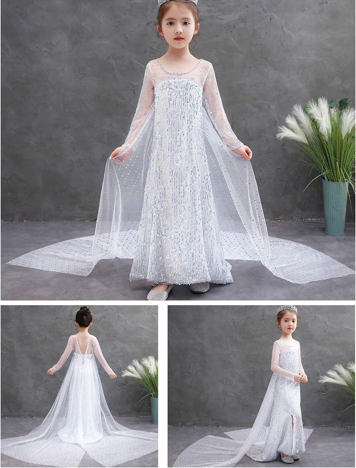 Disfraz de princesa con capa larga brillante para niñas 2-3t
