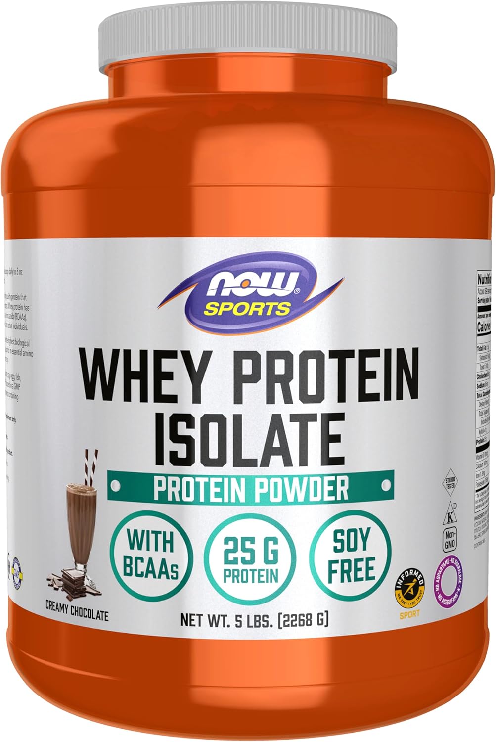 Suplemento de Proteína de Suero, NOW Foods, 25g BCAAs, Cacao, 5 lb