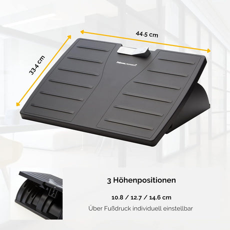 Reposapiés Ajustable Fellowes con Protección Microban, Negro