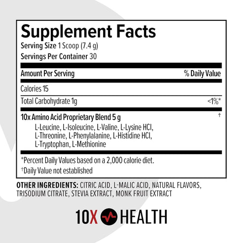 Amino Blend 10X Salud, EAA+BCAA, Energía, 30 porciones