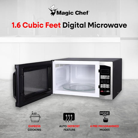 Microondas Magic Chef 1.6 Cu Ft 1100W, 10 Niveles, MCM1611ST