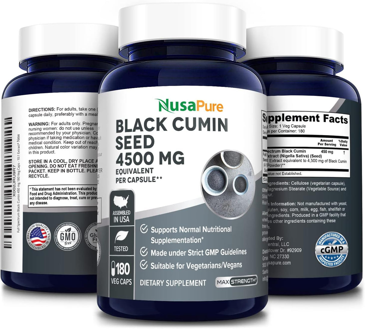 Extracto de Semilla de Comino Negro 4500mg NusaPure 180 Capsulas