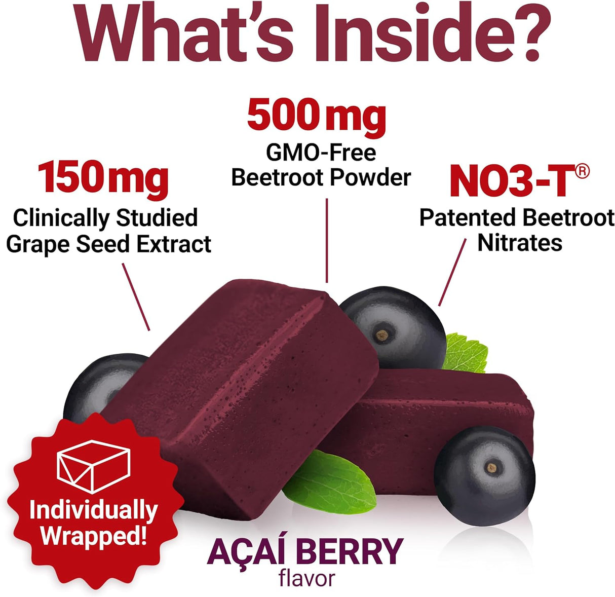 Force Factor Total Beets: Suplemento para presión y energía, 60 chicles