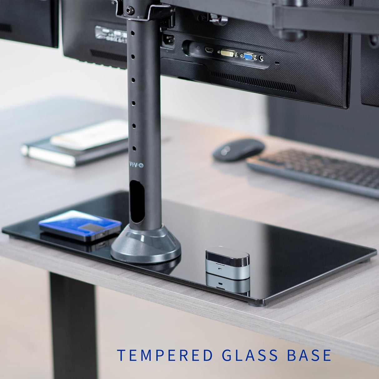 Soporte de Tres Monitores VIVO, Ajustable, STAND-V003FG