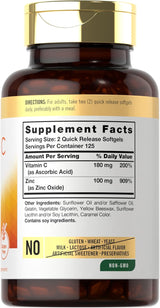 Carlyle Vitamina C con Zinc | 250 Softgels | Bioavailable