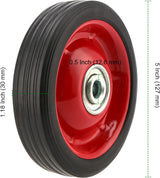 Ruedas de goma sólidas PINGEUI, 5 x 1.2, 110 lbs, 4 pcs