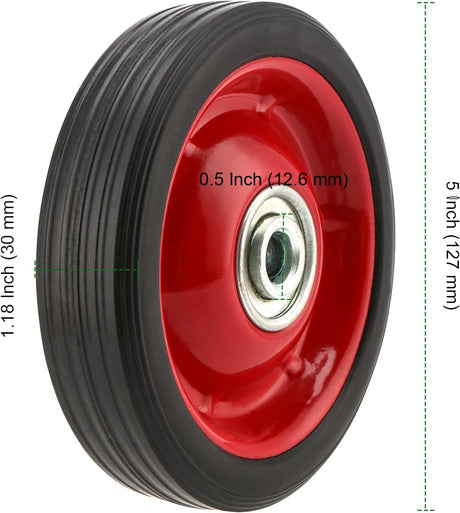 Ruedas de goma sólidas PINGEUI, 5 x 1.2, 110 lbs, 4 pcs