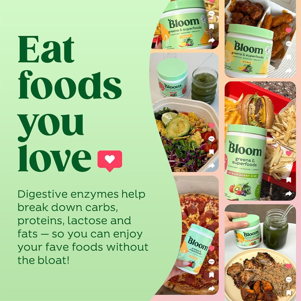 Polvo de Superalimentos Bloom, Enzimas Digestivas, 30 SVG