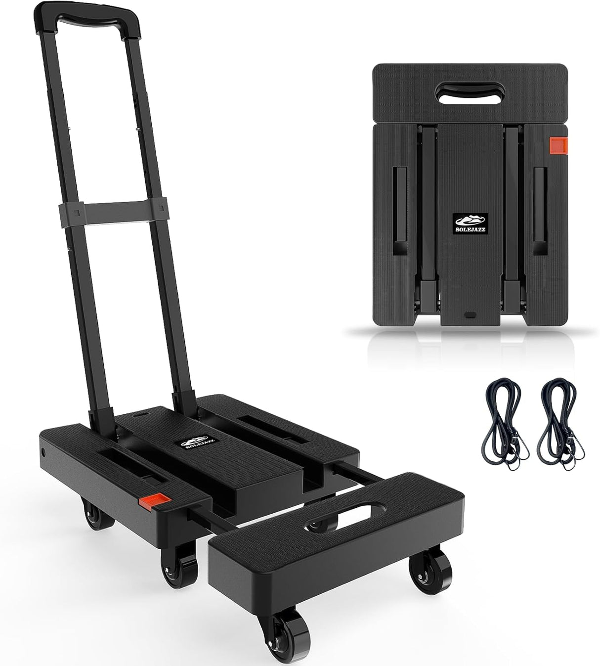 Carretilla Plegable SOLEJAZZ 500LB, 6 Ruedas, 2 Cuerdas Bungee