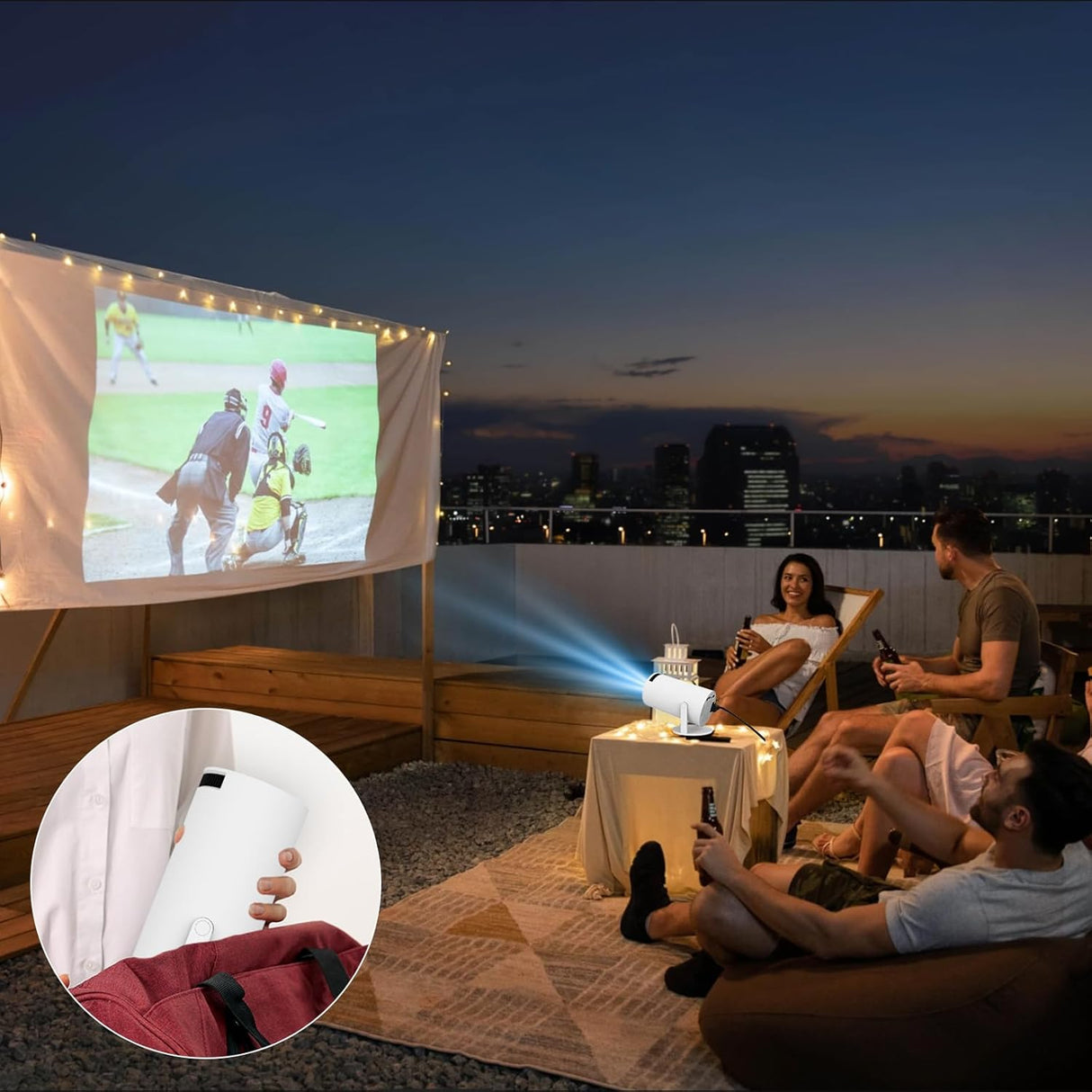 Proyector portátil 4K WIFI 6 Bluetooth, rotación 180°, auto keystone