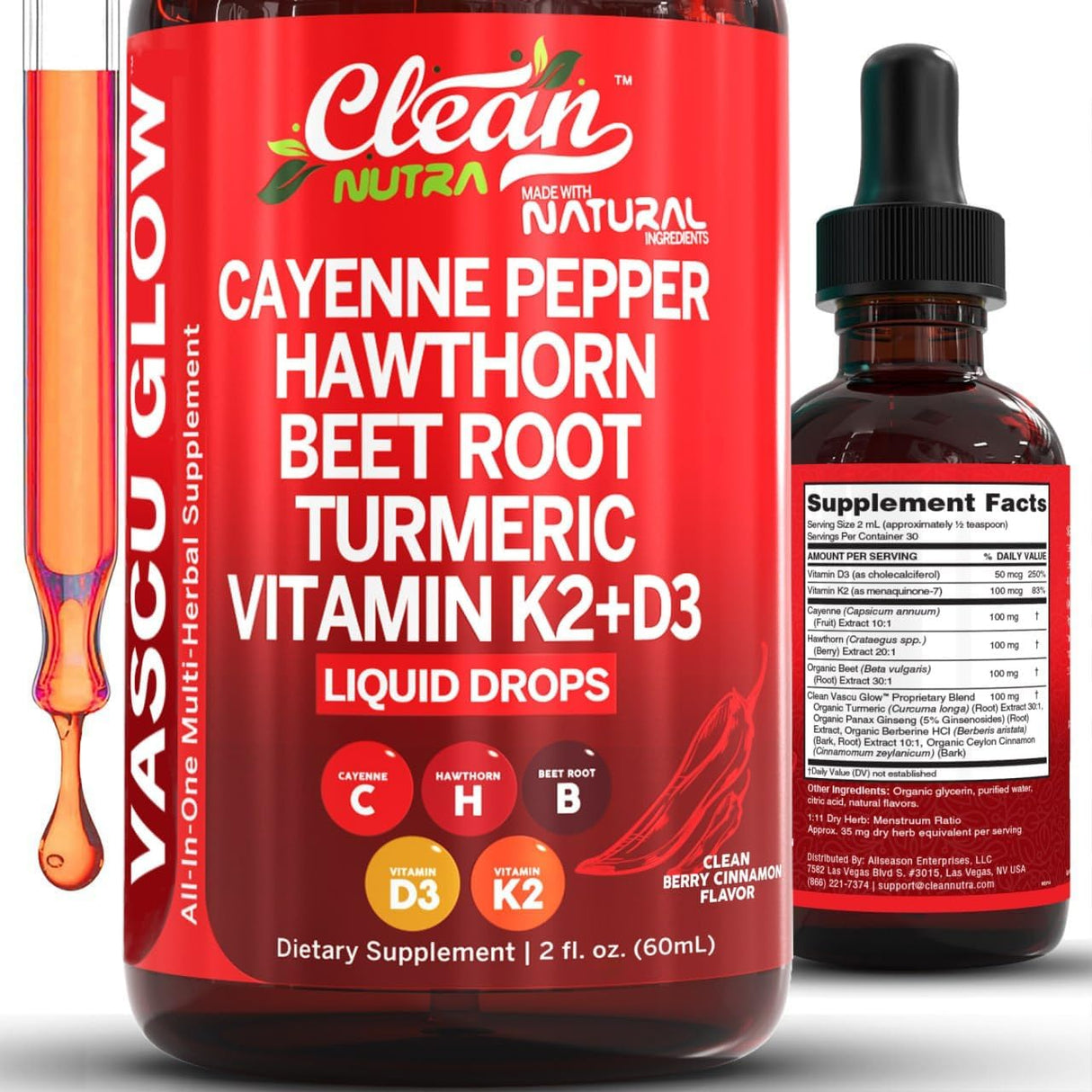 Suplemento Nutra Cayenne + Berry, D3 K2, Cúrcuma, Ginseng, Berberina
