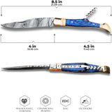 Cuchillo de bolsillo de Damasco hecho a mano  para acampar
